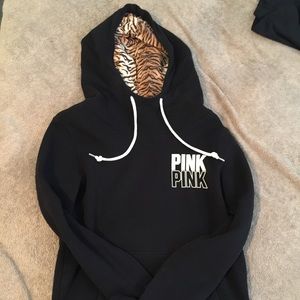 PINK black hoodie • size : small