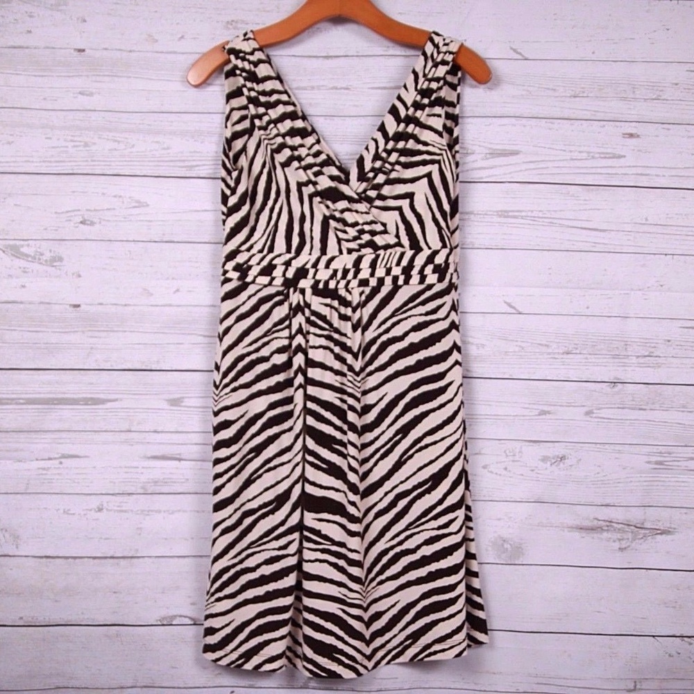 Tahari ASL Dress - Zebra Empire Faux Wrap