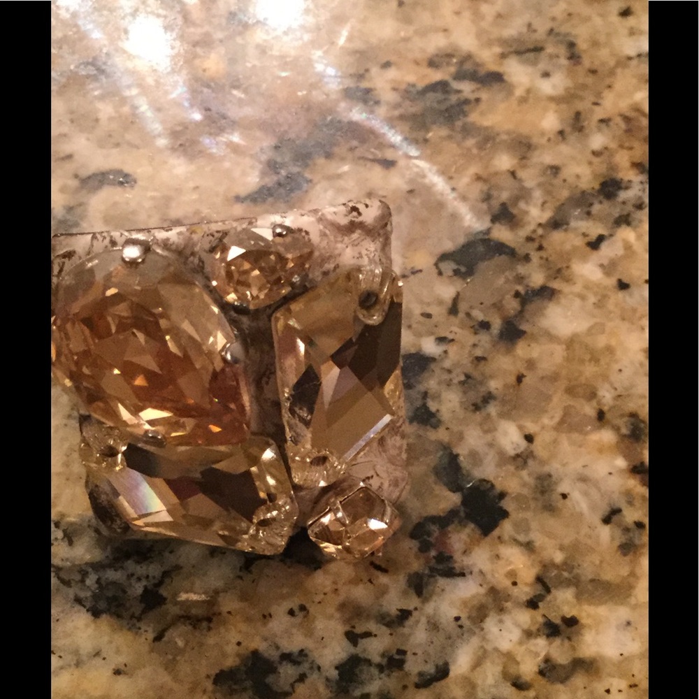 Snakeskin and Crystal Statement Ring