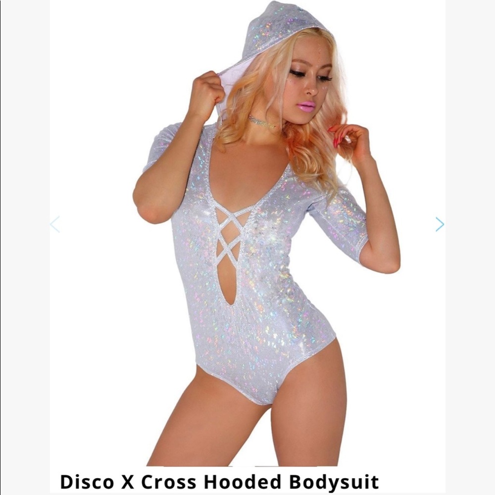 iHeartRaves Disco X Cross Bodysuit - silver