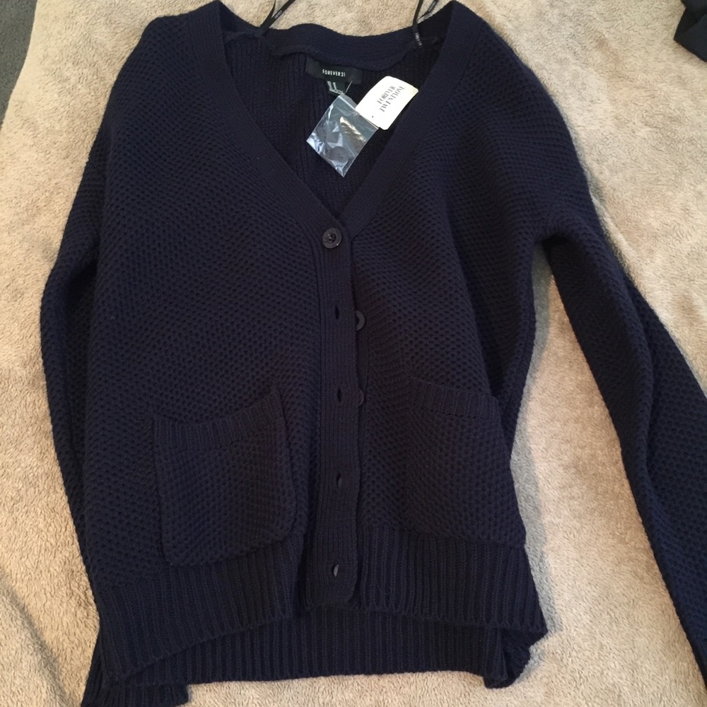 navy blue women's cardigan • brand new • MEDIUM