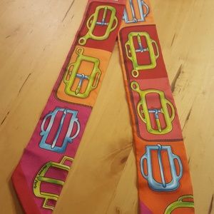 Hermes vintage orange belt buckle twilly