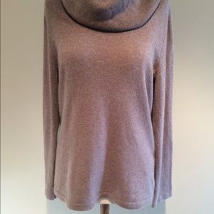 Lord and Taylor Cashmere Cowl Neck Soft Brown Med