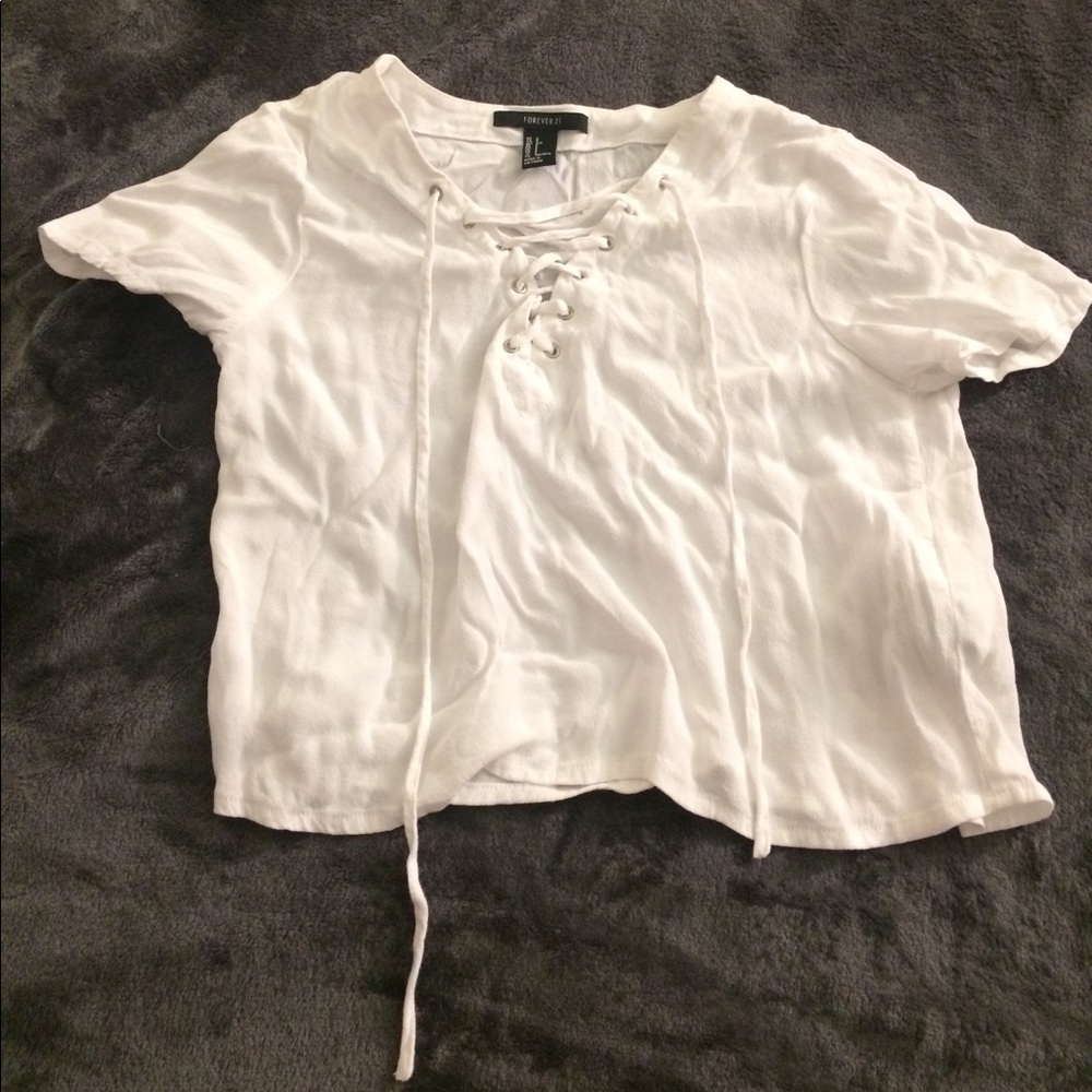lace up white top