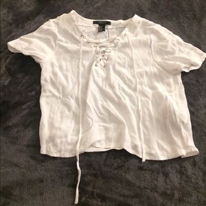 lace up white top