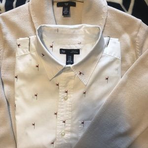 GAP WHITE/red/BLUE nautical themed dress shirt!