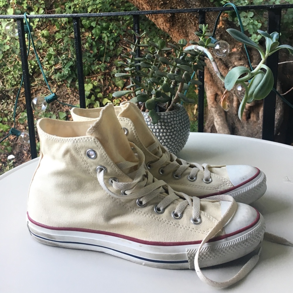 Converse Cream All Star High Top Chuck Taylors--!