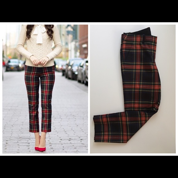 j crew red plaid pants