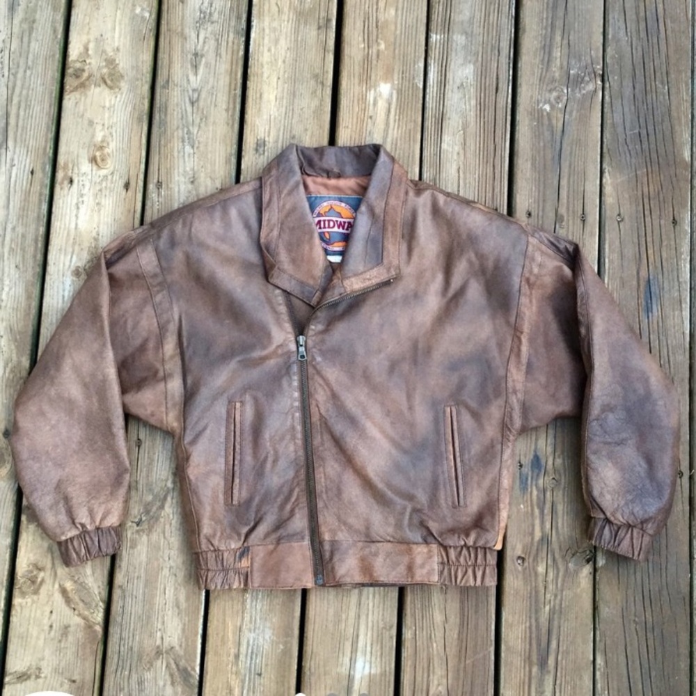 Vintage genuine leather brown pilot jacket