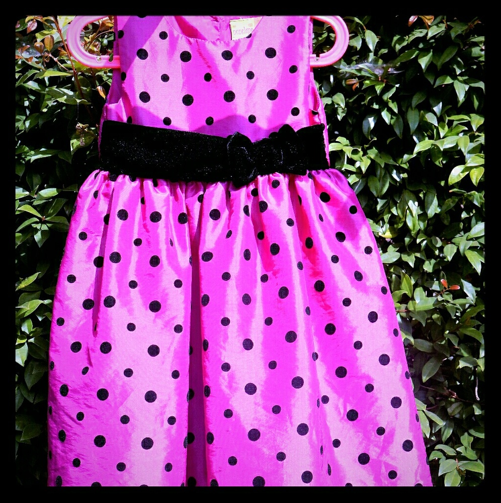 Dark pink and black little girl dress party