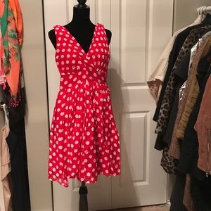 Red and white polka dot pin up style dress