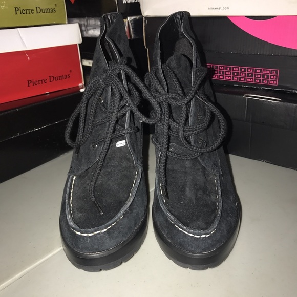 Genuine Leather lace up black booties. Brand new - Picture 2 of 3