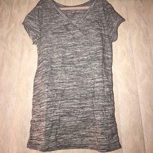 A justice kids grey and white stripped shortsleeve