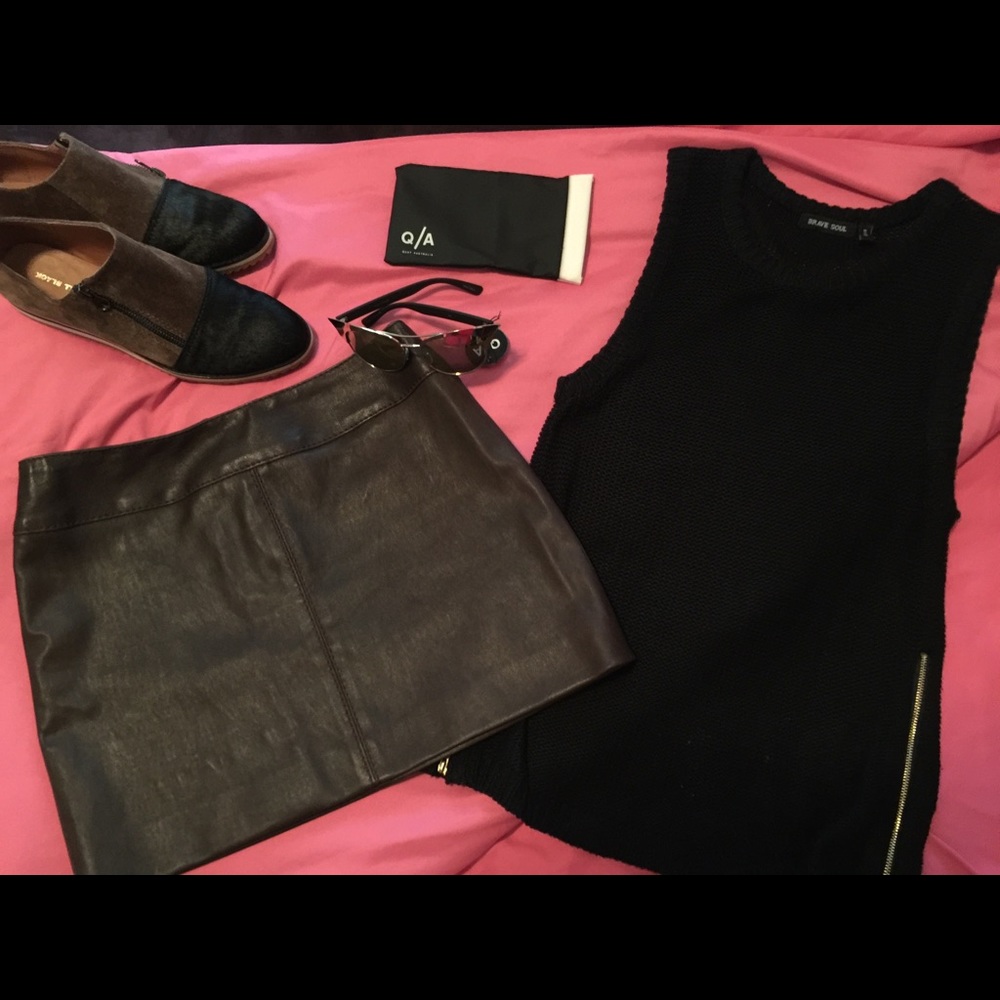 💯 %Leather miniskirt🔥