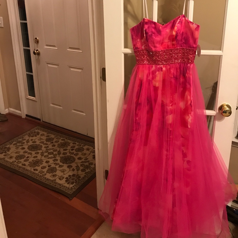 Strapless Pink Deb Prom Dress