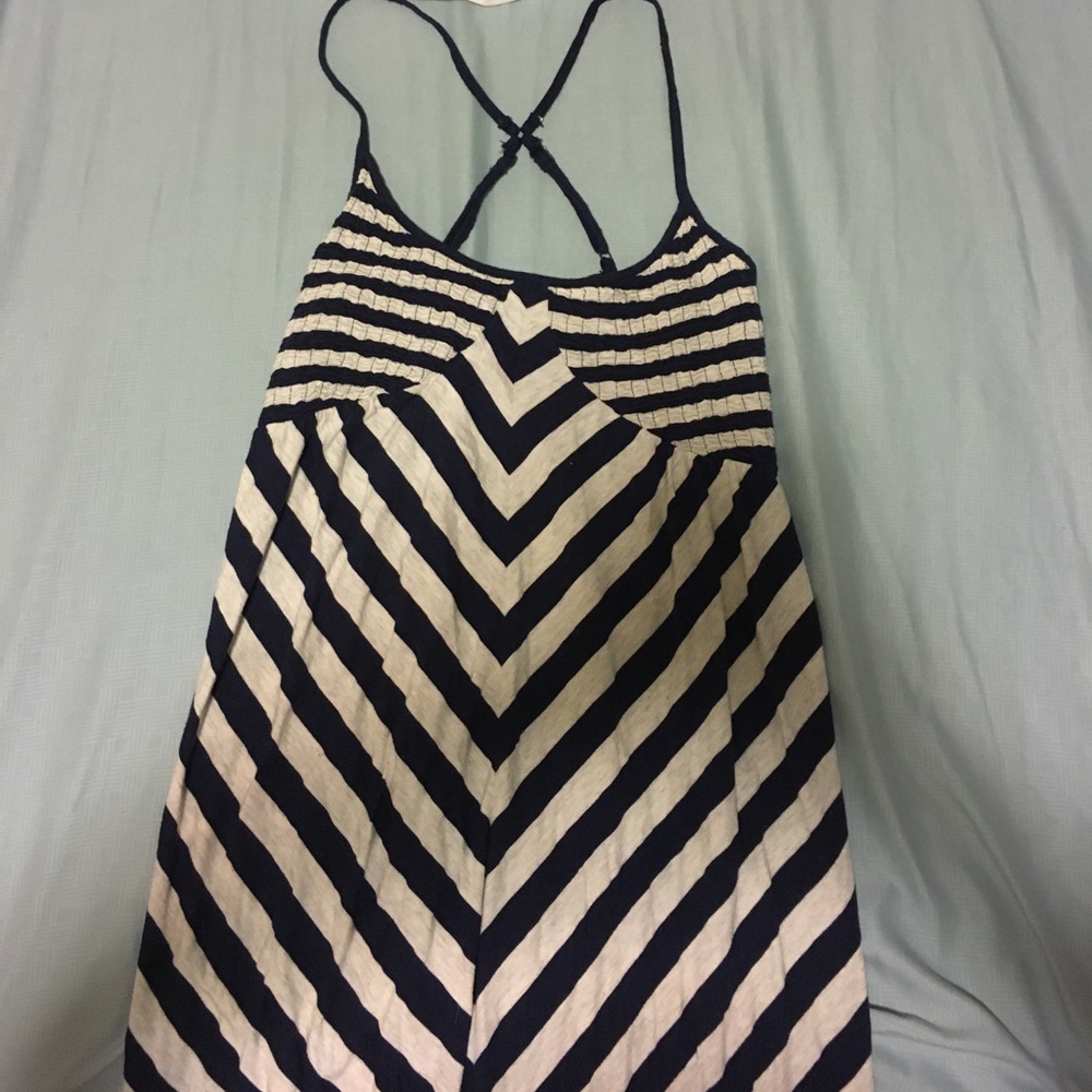 Floor length blue and gray beach dress
