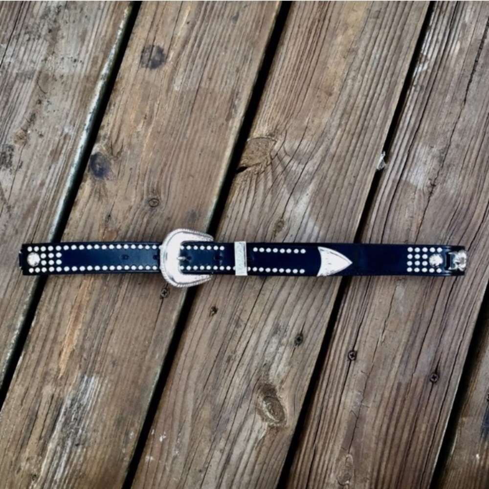 Genuine leather black western belt