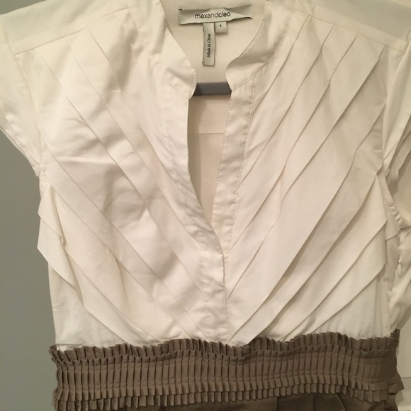 Max & Cleo white and tan cotton dress Size 6 - Picture 3 of 8