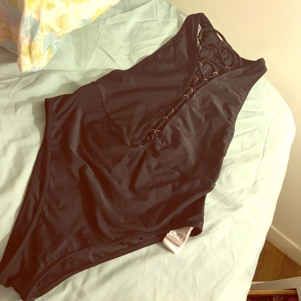 Black one piece bathing suit