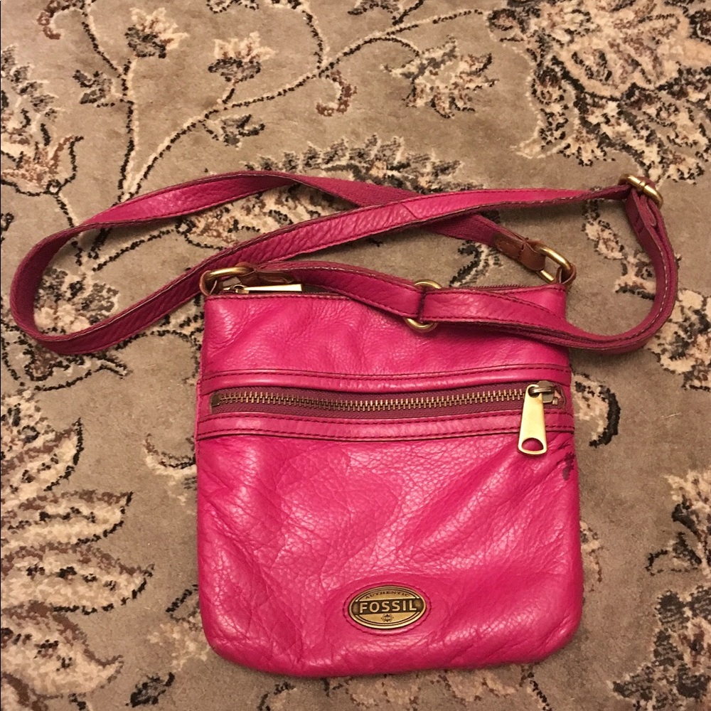 Beautiful Fuchsia Fossil Crossbody