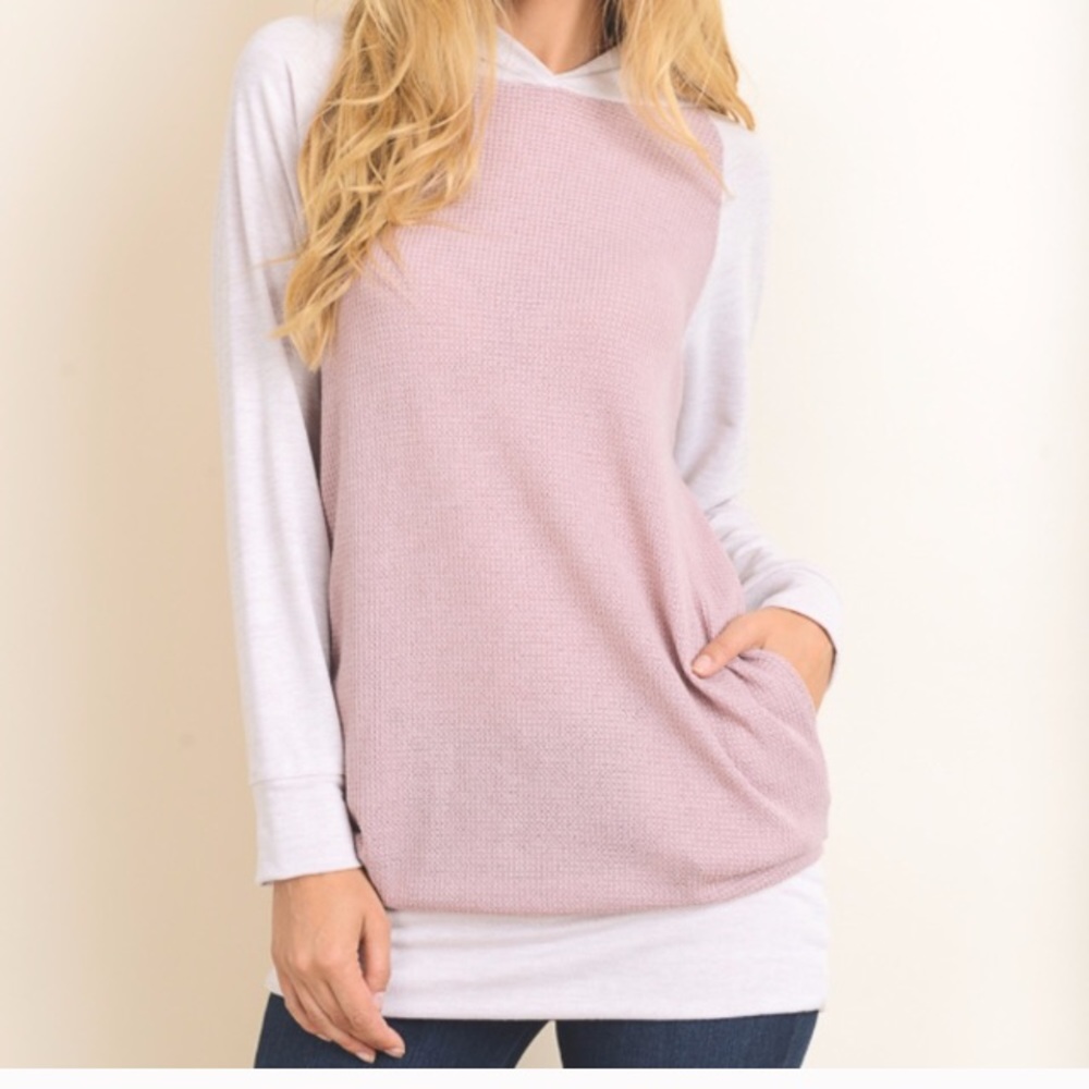 Mauve Color Block Hoodie