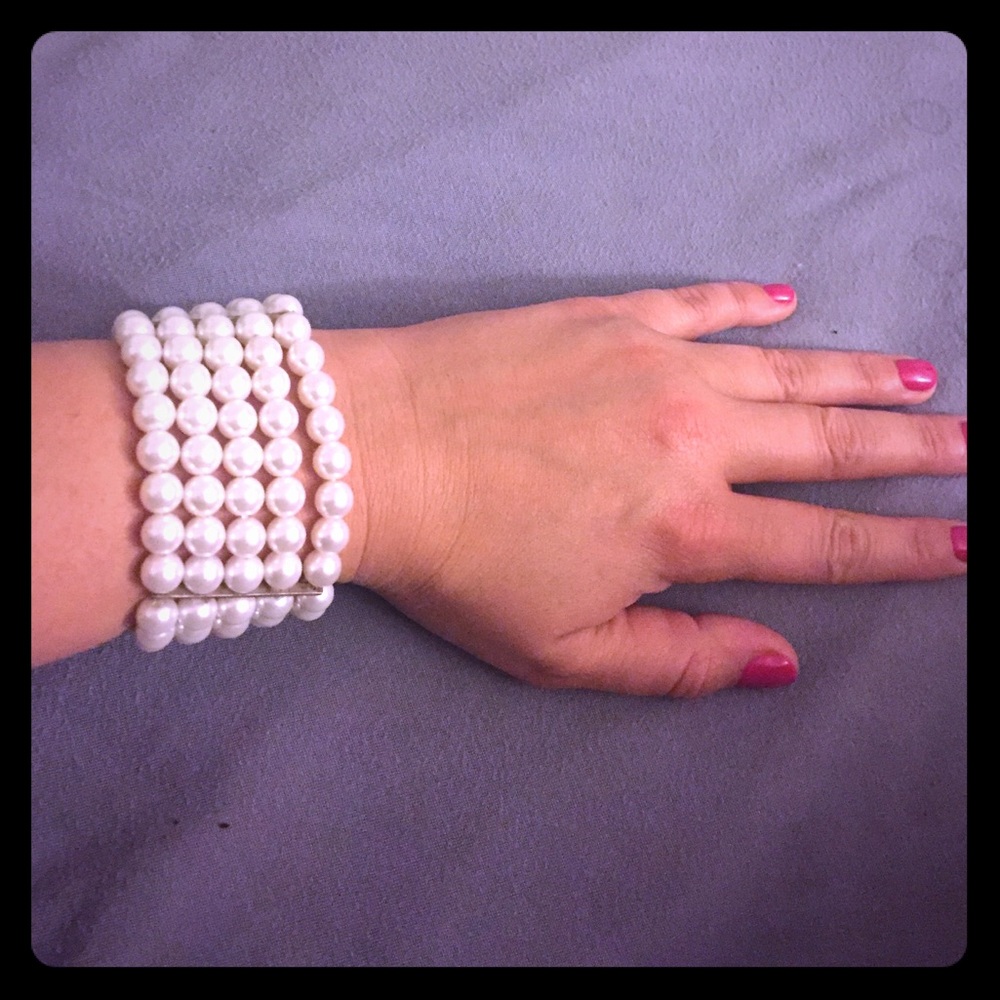 Five strand faux pearl bracelet