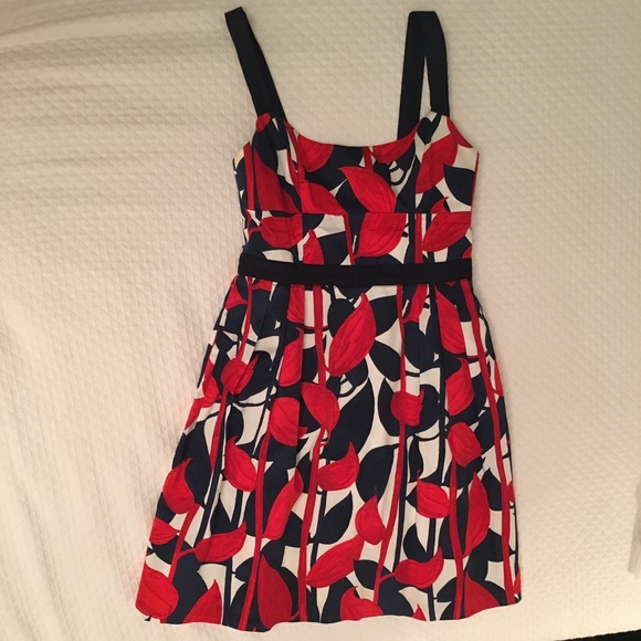 Milly Sundress in a Red, White and Blue leaf print - Picture 3 of 7