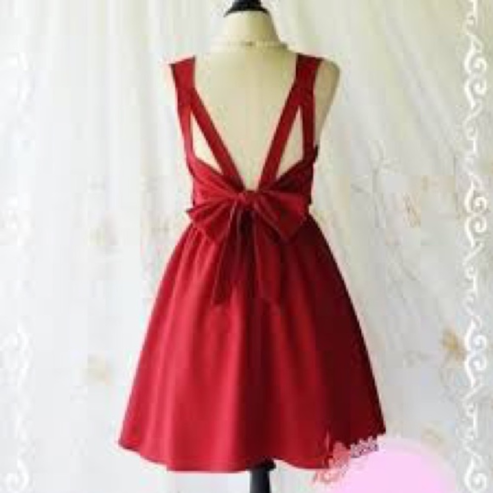 Backless red dress