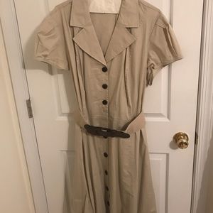 Beige belted dress