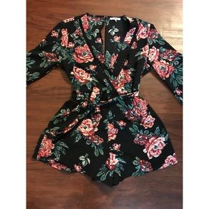 Black floral romper