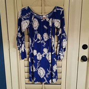 2B Together Blue and White Dress Bell Sleeves