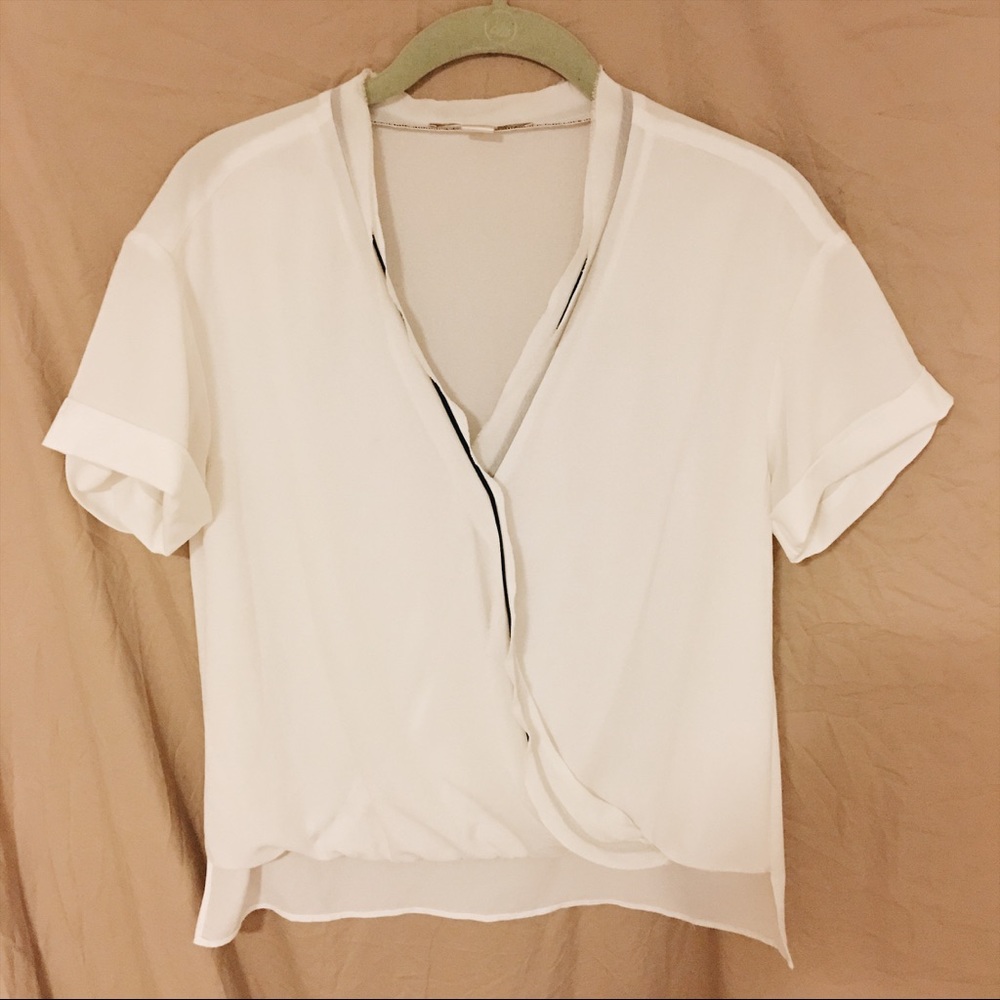 White chiffon top (black detail)