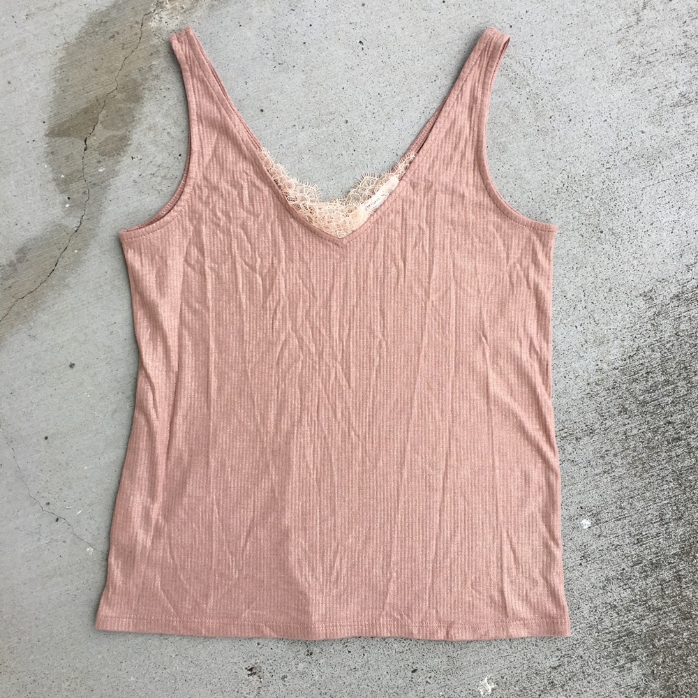 Mauve Shimmer & Lace Top Sz L