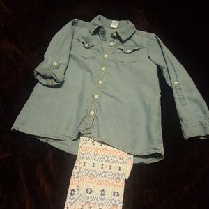 Denim tunic set with Aztec leggings