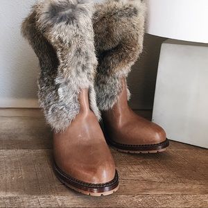 Heeled Rabbit Fur Boots