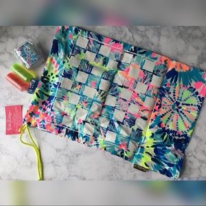 Lilly Pulitzer Canvas Beach Bag w/ Game Pieces