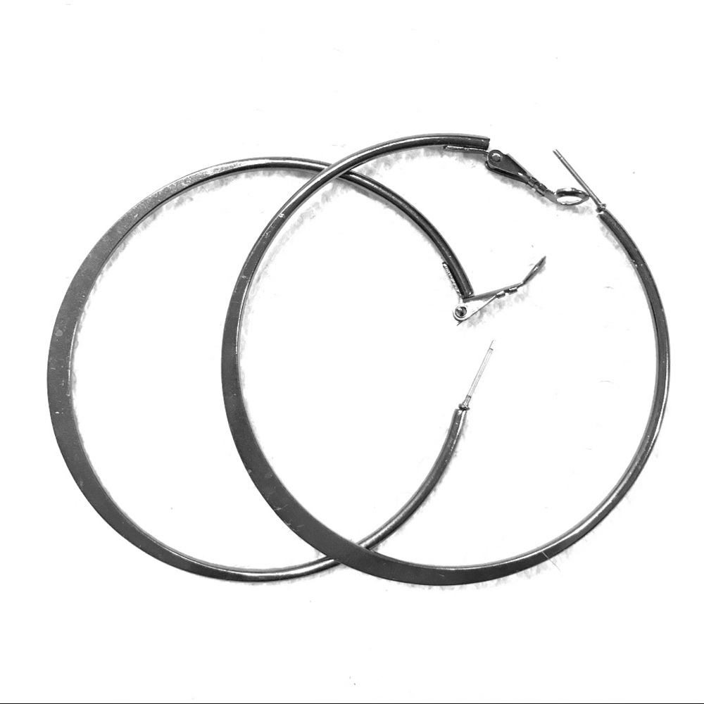 Large Dark Metal Hoop Earrings