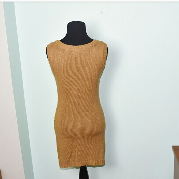 Super Cute Yellow and Tan Sweater Dress - Picture 2 of 2