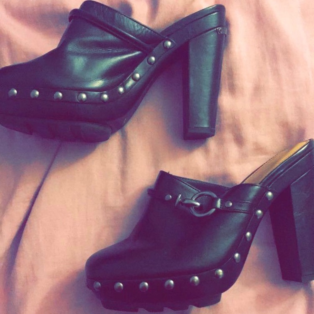Authentic Coach Black Mules