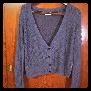 Blue/grey Crochet Cardigan Sweater Large