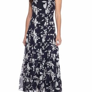 Nine West, maxi dress, sleeveless,navy/ivory, sz 4