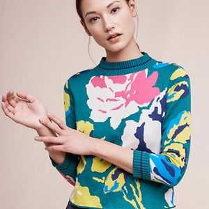 Anthropologie Laine Floral Pullover