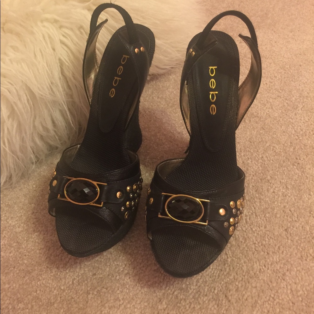 Bebe studded wedges