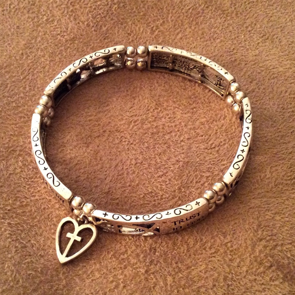Silver tone inspirational bracelet