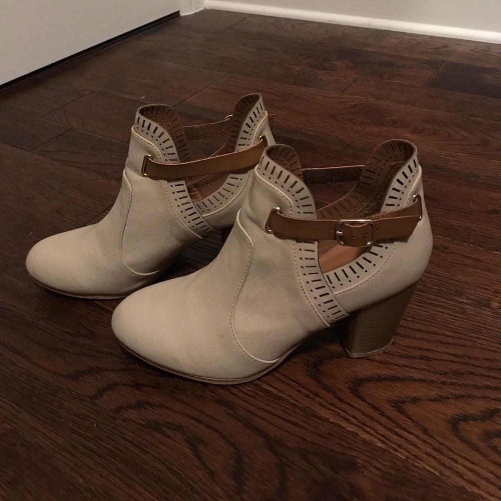 Tan and brown booties