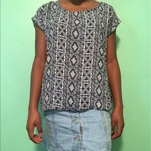 Blue and White Design Top