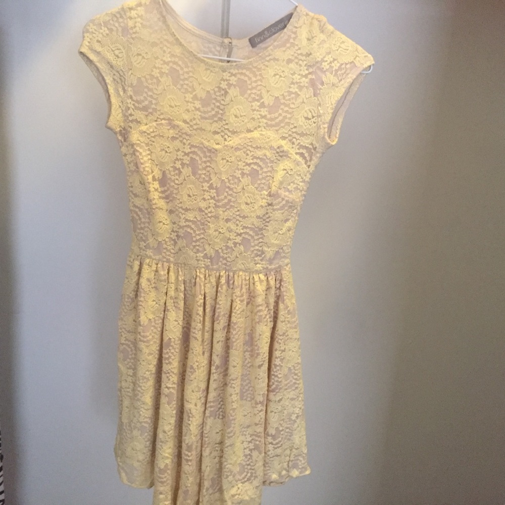 Yellow Lace Asymmetrical Dress