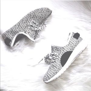 Gray & White Flyknit sneakers