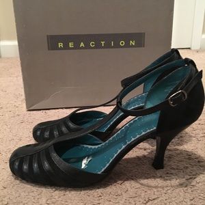 Kenneth Cole Reaction - Black Suede T-Strap Heels