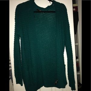 Dark Green Open Cardigan
